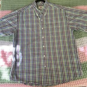 Cutter & Buck Mens XL Gingham Check Short Sleeve Button Down Shirt Multi Color